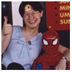 Me and Spider-Man! Woot! Getting into that little car thing was hard... It's TINY!